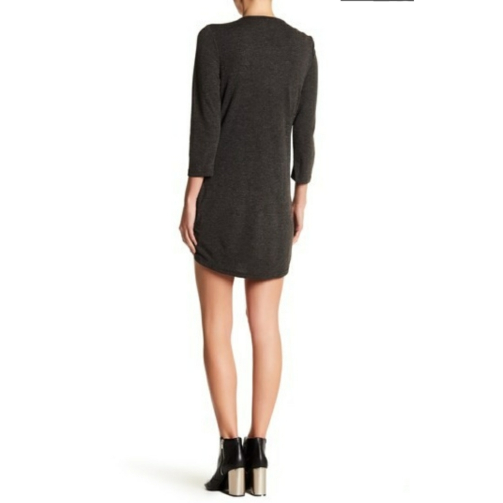 Papillon Blanc Black Midi Dress with Leather Jacket Look